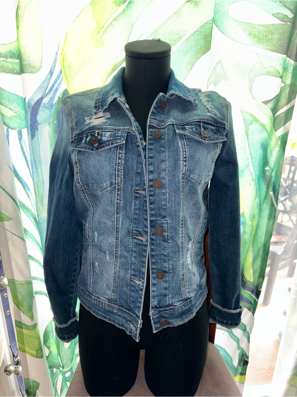 Classic Blue Denim Jacket - Women's Distressed Jean Coat